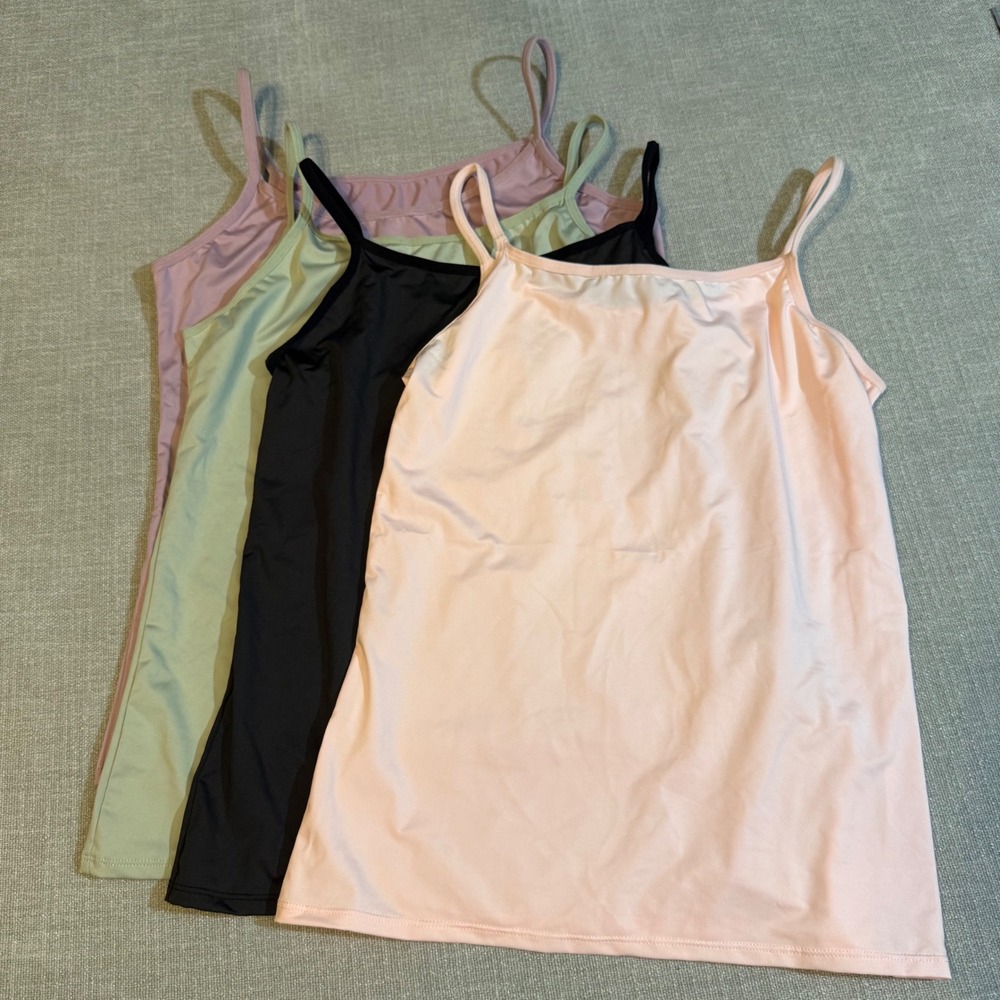Set of 4 Camisole Tank Tops XL Pink Black Green Purple Spandex Stretch Cami Lot